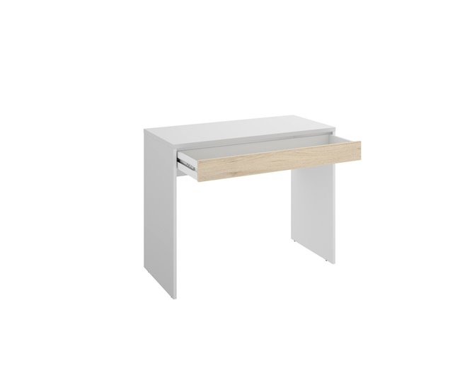Conforama Escritorio Perforado Escritorio De Oficina Multiusos Que Ahorra Espacio Mesa De Estudio Lineal Con 1 Cajón 90x50h74 Cm Blanco Y Roble