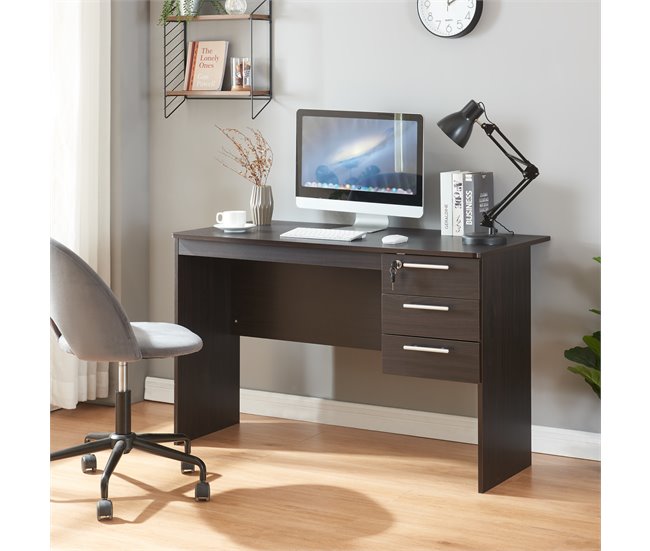 Conforama Escritorio Ragunda Con 3 Cajones Aglomerado 120x59x75cm - Efecto Madera [en.casa]