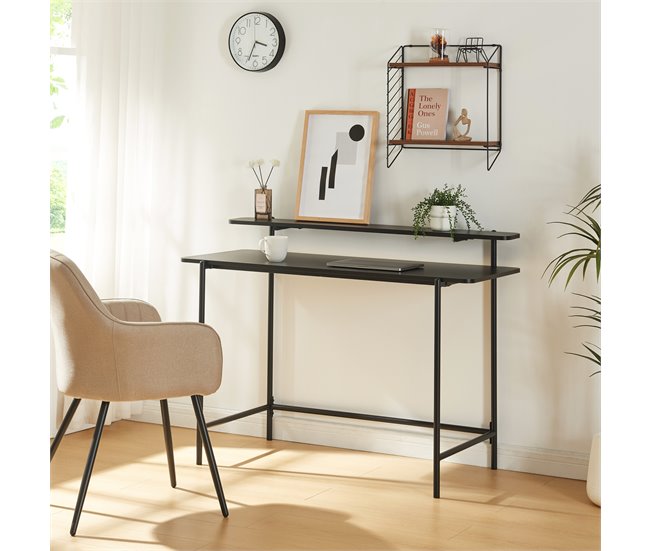 Conforama Escritorio Samnanger Con Estante Aglomerado 120x55x88cm - Negro [en.casa]
