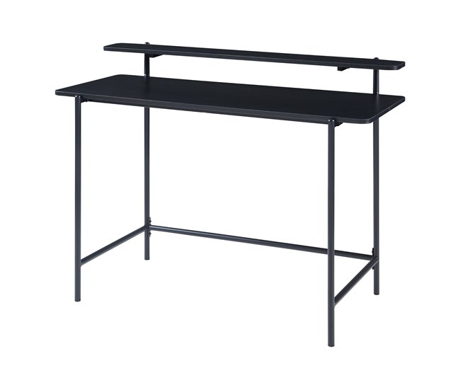 Conforama Escritorio Samnanger con estante aglomerado 120x55x88cm - Negro [en.casa]