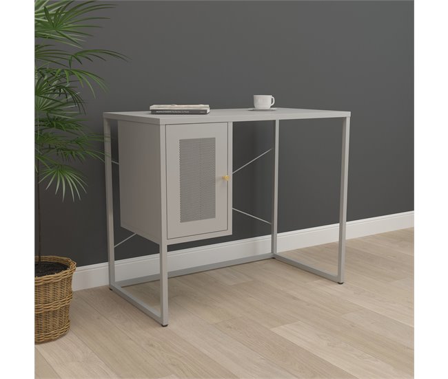 Conforama Escritorio Sund Con Compartimento Acero 75x100x50cm - Gris [en.casa]