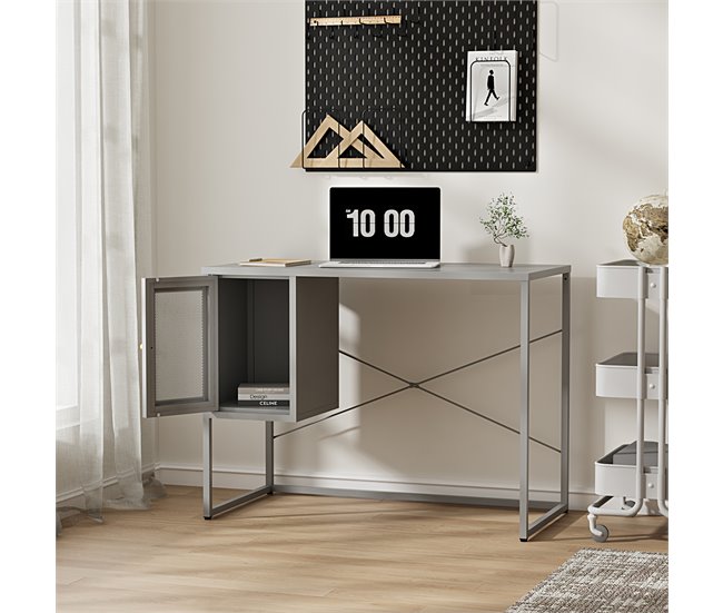 Conforama Escritorio Sund Con Compartimento Acero 75x100x50cm - Gris [en.casa]