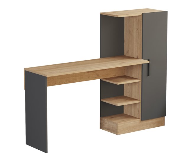 Conforama Escritorio Varhalo con armario 120x153x40 cm - Roble/Antracita [en.casa]
