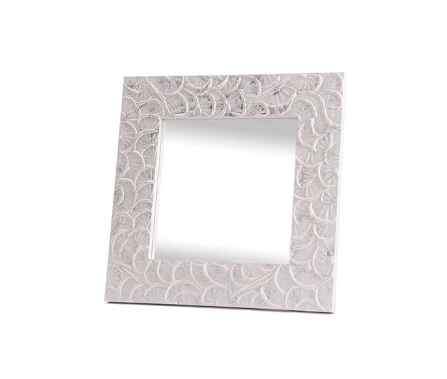 Conforama Espejo Artesanal Abanico Blanco Abanico 80x80 Cm