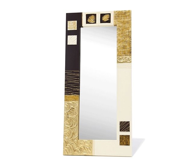Conforama Espejo Artesanal Maderas Oro Negro Acrílico 150x70 Cm