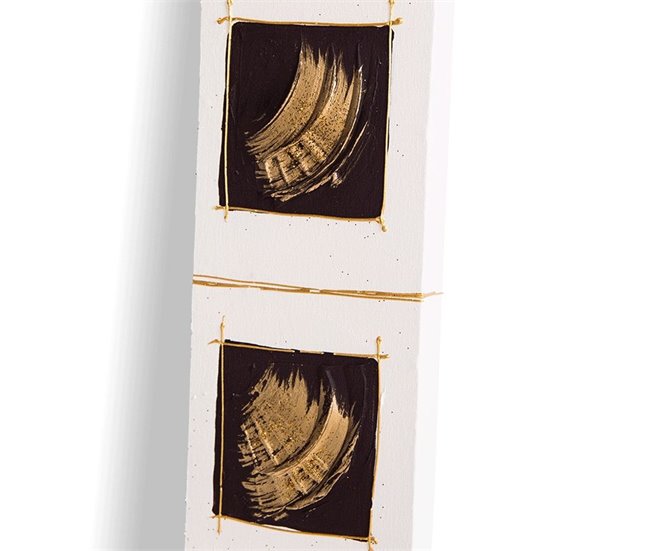 Conforama Espejo Artesanal Maderas Oro Negro Acrílico 80x80 Cm