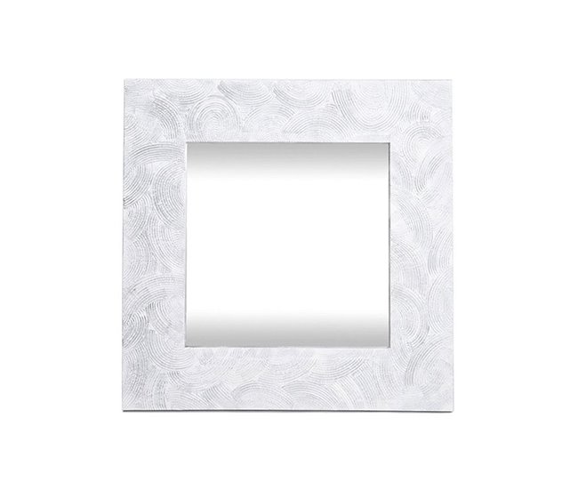 Conforama Espejo Artesanal Peine Cuadrado Plata 80x80 Cm