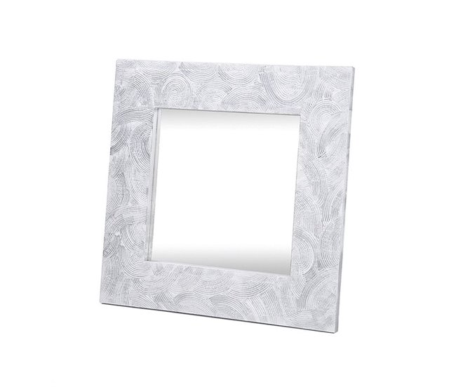Conforama Espejo artesanal Peine cuadrado Plata 80x80 cm