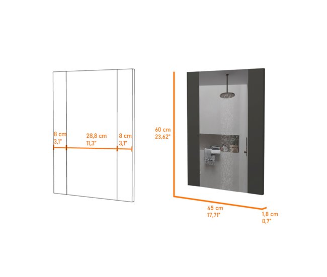 Conforama Espejo De Baño Madrid Con Forma Rectangular 60CM A X 1.8CM P X 45CM L Wengue