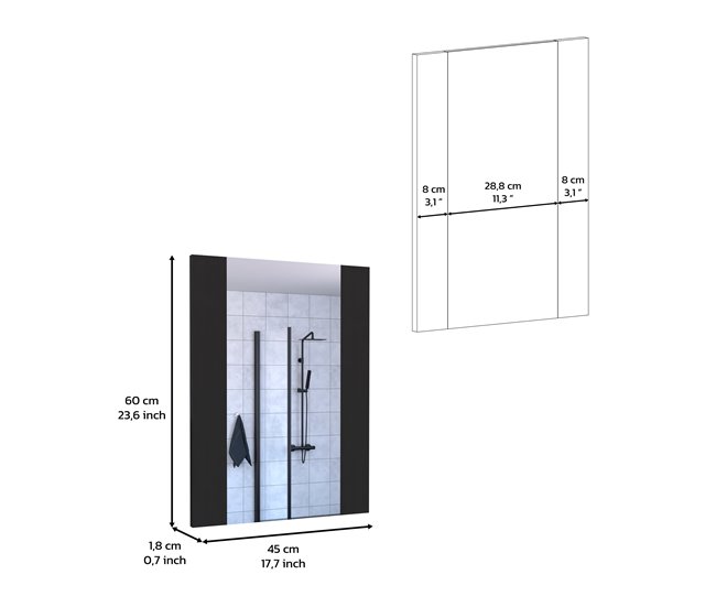 Conforama Espejo De Baño Madrid Con Forma Rectangular 60CM A X 1.8CM P X 45CM L Wengue