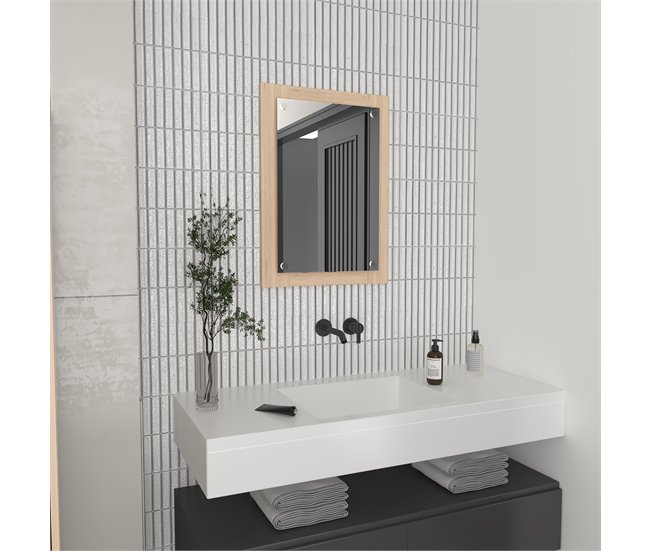 Conforama Espejo De Baño Vanguard Con Forma Rectangular 70CM A X 3.9CM P X 19.7CM L Rovere