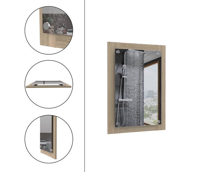 Conforama Espejo De Baño Vanguard Con Forma Rectangular 70CM A X 3.9CM P X 19.7CM L Rovere