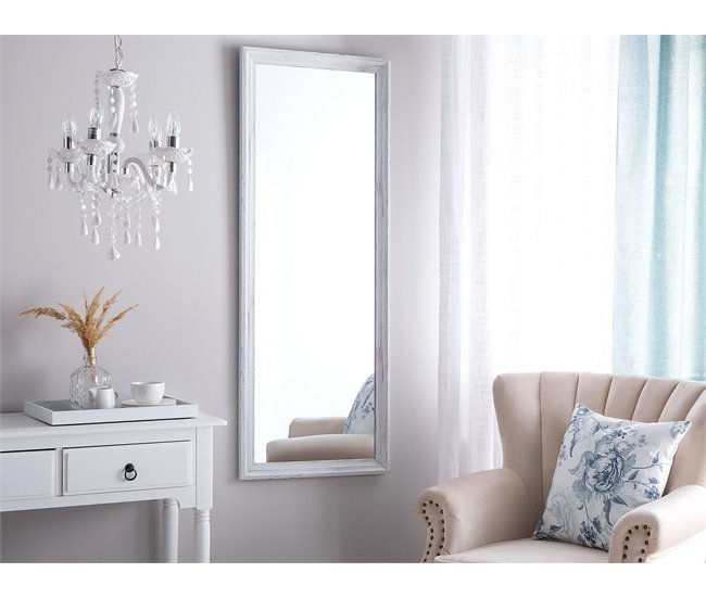 Conforama Espejo De Pared Blanco/imitación De Madera 50x130 Cm BENON