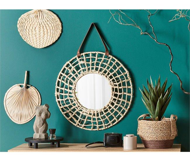 Conforama Espejo De Pared De Cuerda De Papel Natural/beige ⌀ 60 Cm PALACI