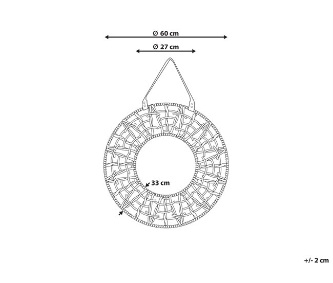 Conforama Espejo De Pared De Cuerda De Papel Natural/beige ⌀ 60 Cm PALACI