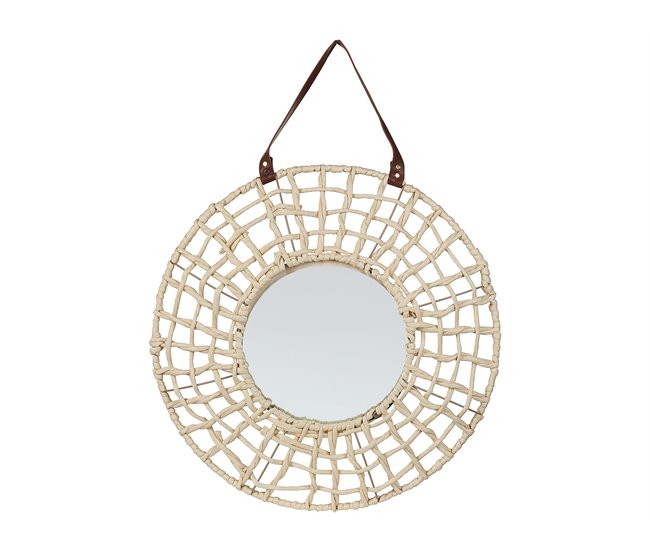 Conforama Espejo de pared de cuerda de papel natural/beige ⌀ 60 cm PALACI