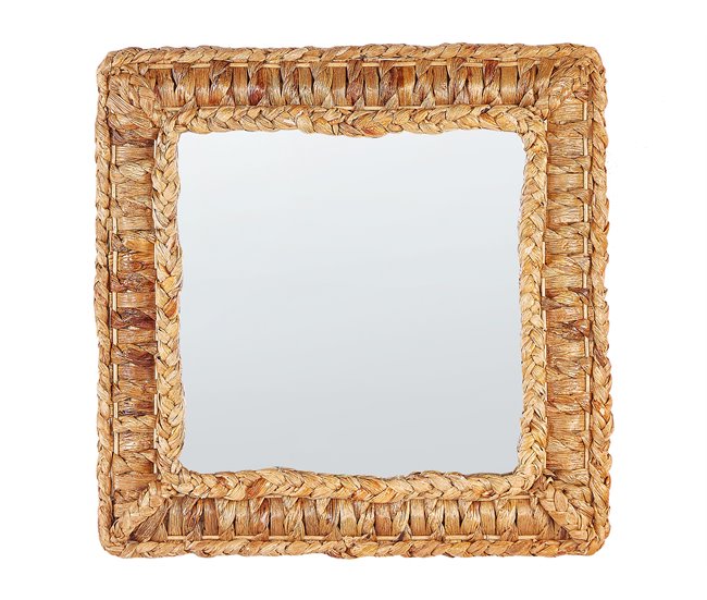 Conforama Espejo de pared de jacinto de agua natural 52 x 52 cm LANGLI