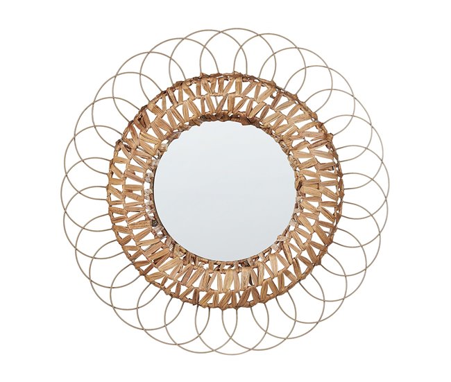 Conforama Espejo de pared de jacinto de agua natural/beige ⌀ 67 cm PAMOL
