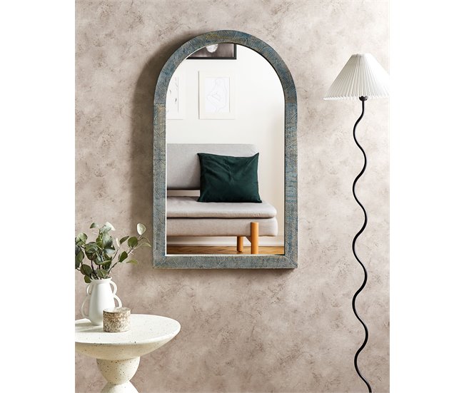 Conforama Espejo De Pared De Madera Azul 66 X 109 Cm MELAY