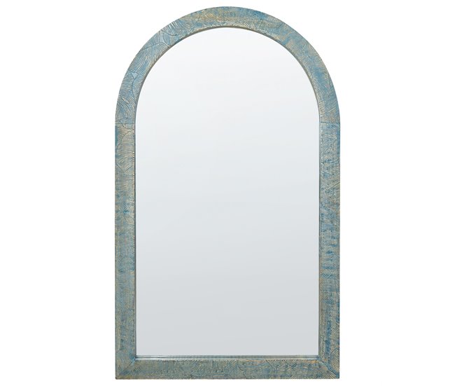 Conforama Espejo de pared de madera azul 66 x 109 cm MELAY
