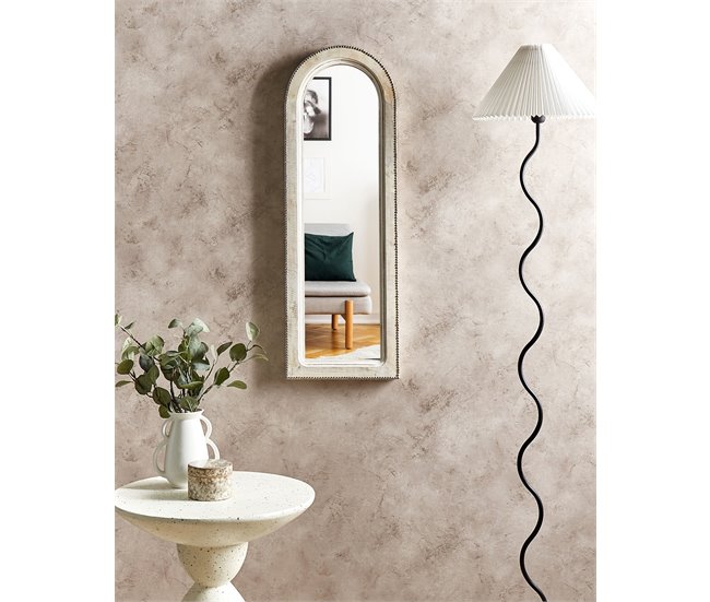 Conforama Espejo De Pared De Madera Blanco Crema 31 X 91 Cm SARRY