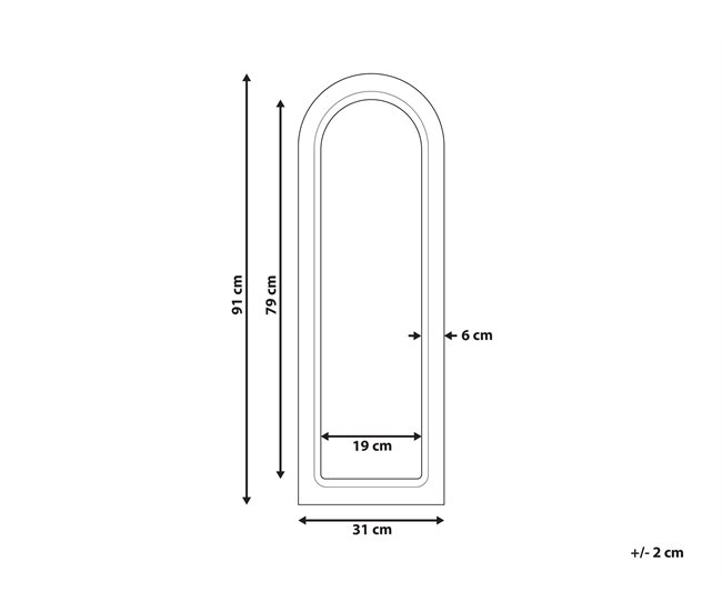 Conforama Espejo De Pared De Madera Blanco Crema 31 X 91 Cm SARRY