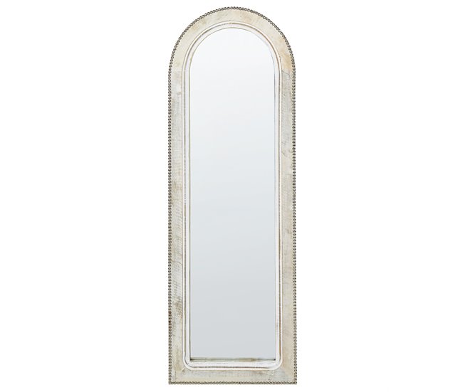Conforama Espejo de pared de madera blanco crema 31 x 91 cm SARRY