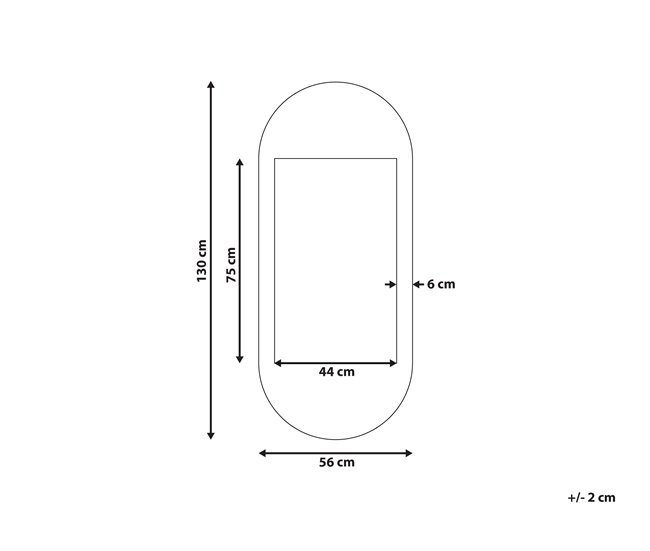 Conforama Espejo De Pared De Madera Blanco Crema 56 X 130 Cm BRIANT