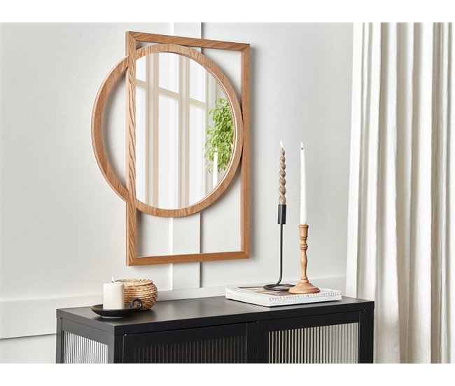 Conforama Espejo De Pared De Madera Clara 56 X 71 Cm LAURON
