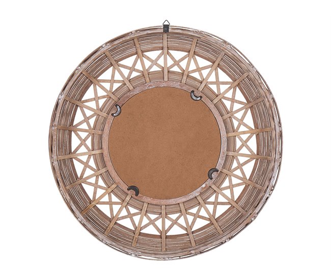Conforama Espejo De Pared De Madera De Bambú Marrón Claro ø 62 Cm CACOMA