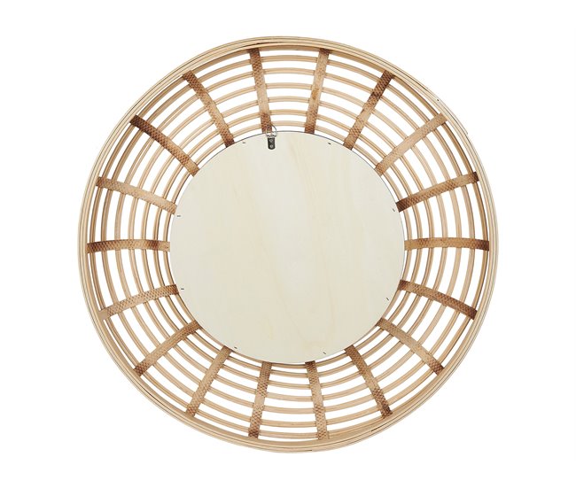 Conforama Espejo De Pared De Madera De Bambú Natural/beige ⌀ 60 Cm HANUA