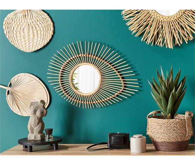 Conforama Espejo De Pared De Madera De Bambú Natural/beige 63 X 45 Cm BARIO