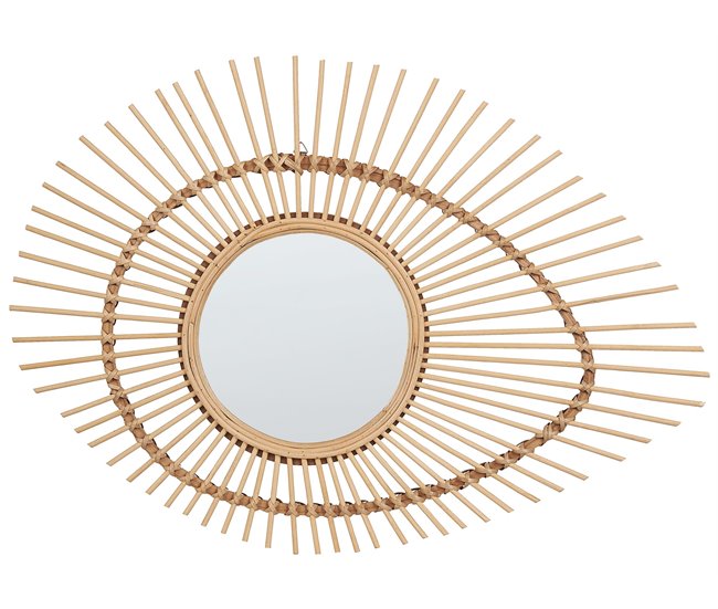 Conforama Espejo de pared de madera de bambú natural/beige 63 x 45 cm BARIO