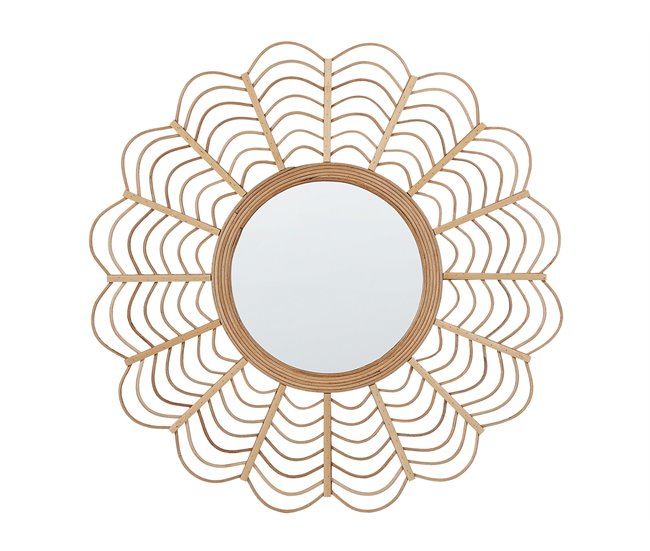 Conforama Espejo de pared de madera de bambú natural/beige 60 cm TUMBIT
