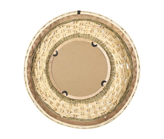Conforama Espejo De Pared De Madera De Bambú Natural/beige ø 61 Cm SOLEDAD