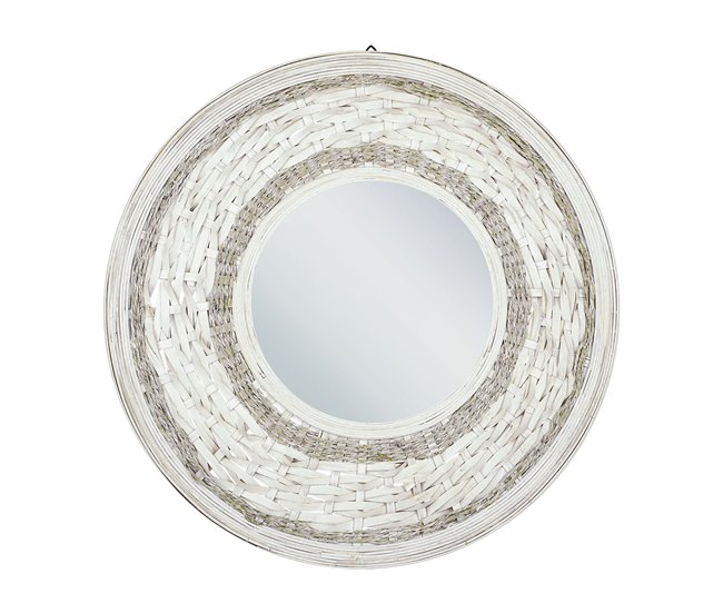Conforama Espejo de pared de madera de bambú natural/beige ø 61 cm SOLEDAD