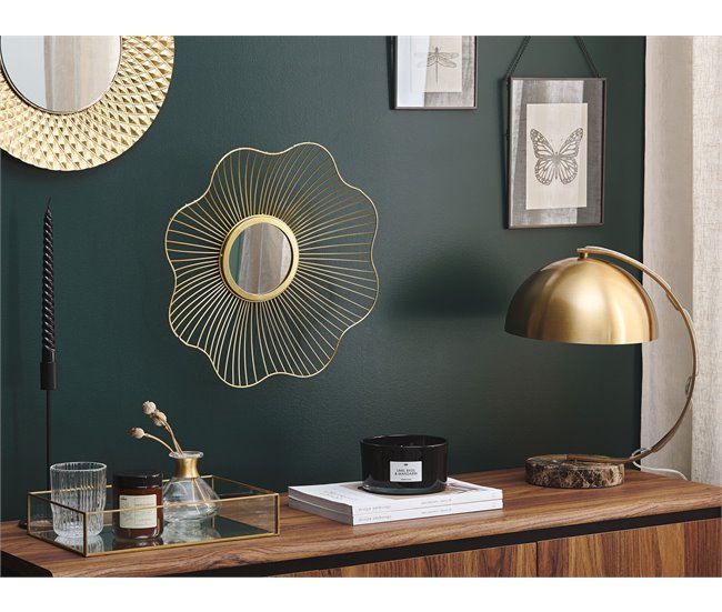 Conforama Espejo De Pared De Metal Dorado 40 Cm SENS