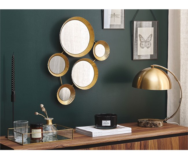 Conforama Espejo De Pared De Metal Dorado 55 X 36 Cm WATTRELOS
