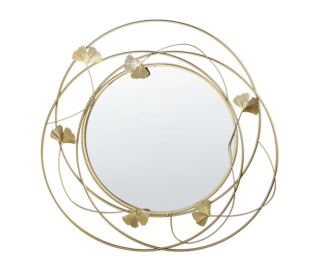 Conforama Espejo de pared de metal dorado ø 29 cm ANGLET