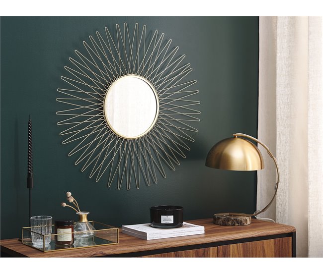 Conforama Espejo De Pared De Metal Dorado ø 70 Cm SAUMUR