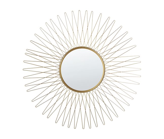 Conforama Espejo de pared de metal dorado ø 70 cm SAUMUR