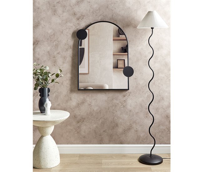Conforama Espejo De Pared De Metal Negro 69 X 80 Cm AULON