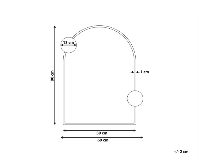Conforama Espejo De Pared De Metal Negro 69 X 80 Cm AULON