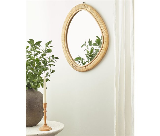 Conforama Espejo De Pared De Ratán Claro 50 X 60 Cm ZAATARI
