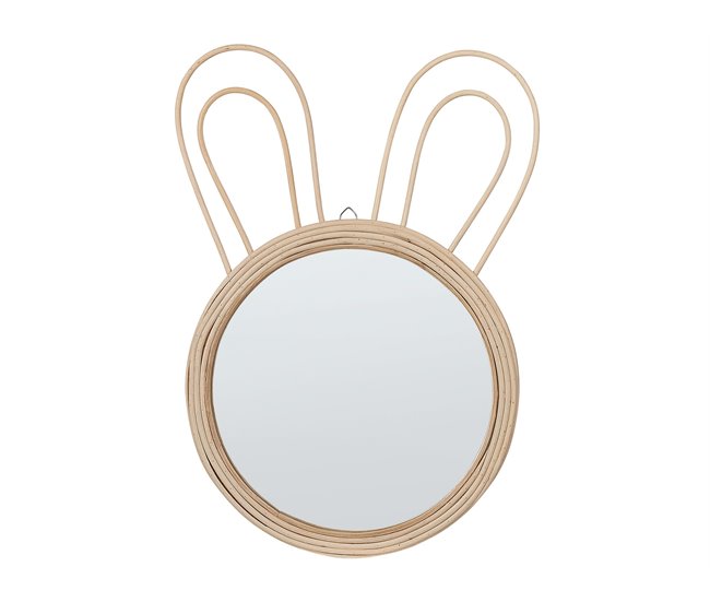 Conforama Espejo de pared de ratán color natural ⌀ 26 cm GOLONG