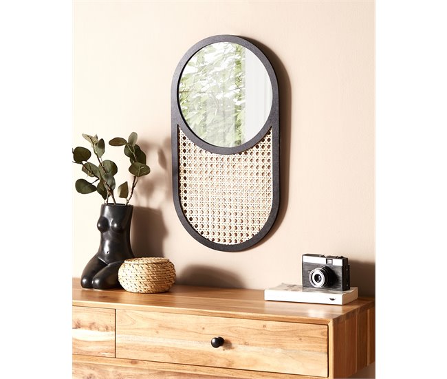 Conforama Espejo De Pared De Ratán Natural 30 X 56 Cm BALEAL