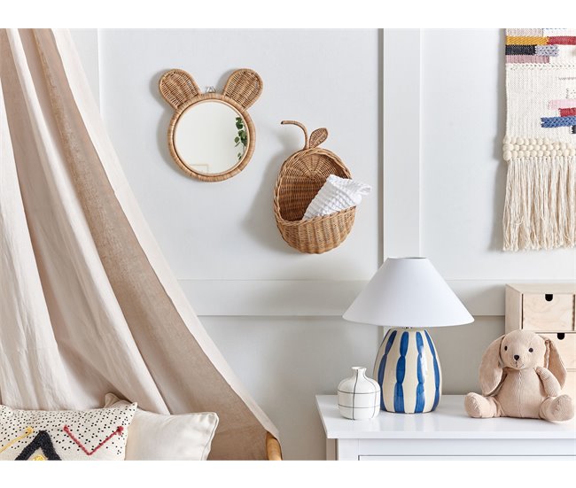 Conforama Espejo De Pared De Ratán Natural/beige ø 20 Cm ASHANTI