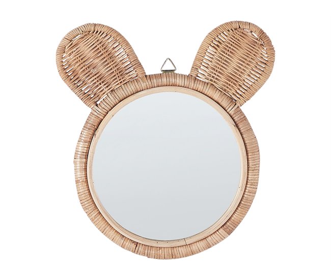 Conforama Espejo de pared de ratán natural/beige ø 20 cm ASHANTI