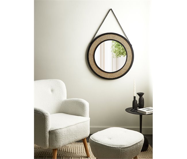 Conforama Espejo De Pared De Ratán Natural ø 70 Cm CAMBRAI
