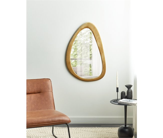 Conforama Espejo De Pared De Terciopelo Amarillo 61 X 91 Cm VENAS
